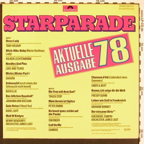 V.A.Starparade Aktuelle Ausgabe 78: Tony Holiday ... Zamfir / Last, Polydor (2459 134), D, 1978 Typ: LP Best.-Nr.: V6061 Preis: 5,00 Euro