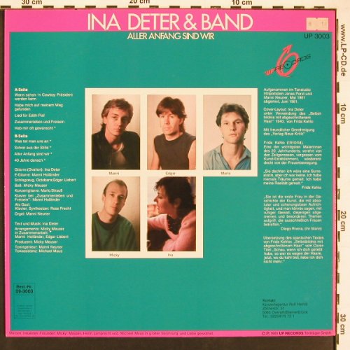 Deter,Ina & Band: Aller Anfang Sind Wir, Up Records(UP 3003), D, 1981 - LP - V6092 - 6,00 Euro