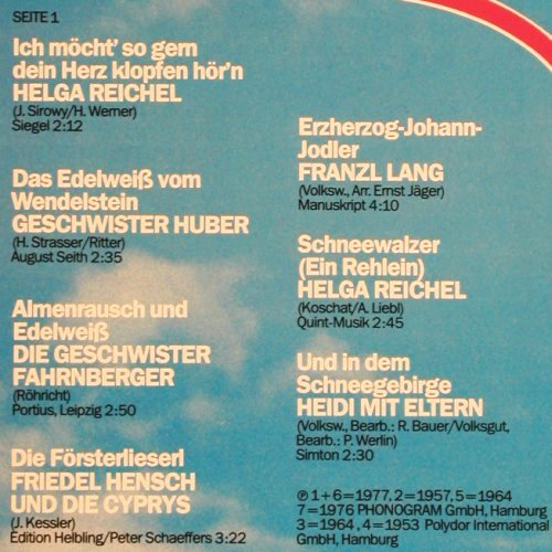 V.A.Lieder die zu Herzen gehen': Helga Reichel ... Trio Seitz, Polydor (819 554), D Typ: LP Best.-Nr.: V6096 Preis: 4,00 Euro