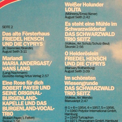 V.A.Lieder die zu Herzen gehen': Helga Reichel ... Trio Seitz, Polydor (819 554), D Typ: LP Best.-Nr.: V6096 Preis: 4,00 Euro