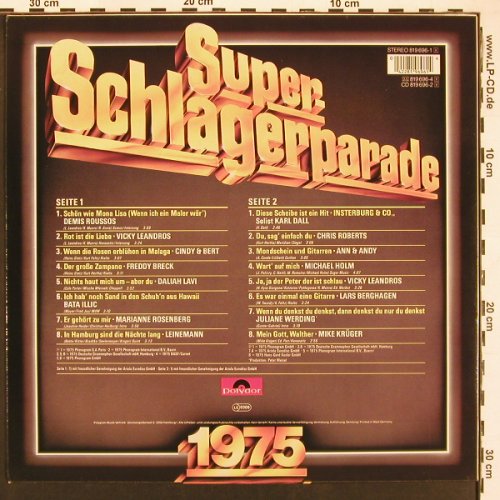 V.A.Super Schlagerparade 1975: Demis Roussos... Mike Krüger, Polydor(819 696), D, 16Tr.,  - LP - V6185 - 3,00 Euro