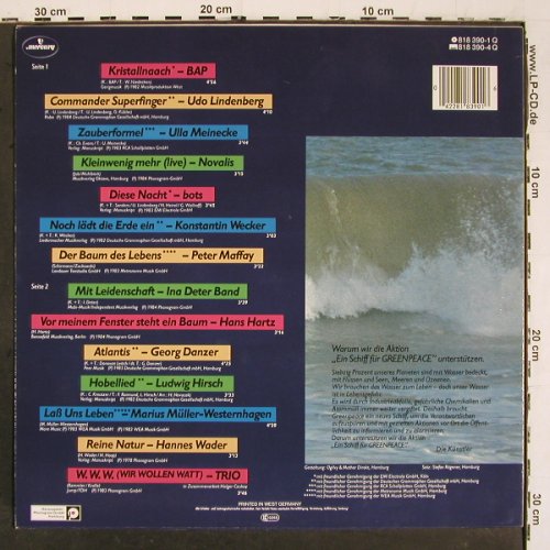 V.A.Greenpeace: BAP, Lindenberg, Novalis...Trio, Mercury (818 390-1), D, 14Tr. Typ: LP Best.-Nr.: V6491 Preis: 4,00 Euro.