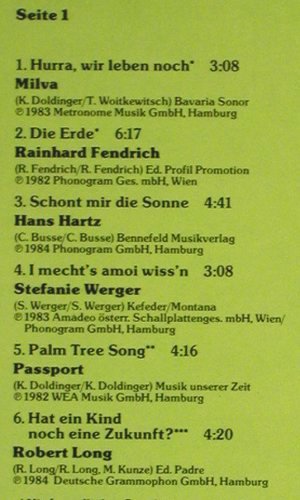 V.A.Rettet Natur - World Wild Fund: Milva.. Passport, Georg Danzer, Phonogram (816 160-1), D Typ: LP Best.-Nr.: V6503 Preis: 4,00 Euro.