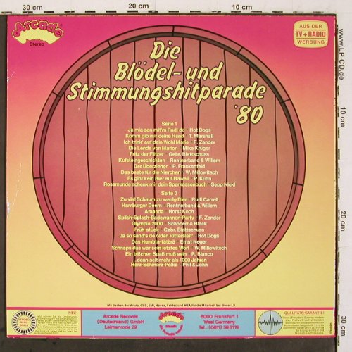 V.A.Die Bl&ouml;del-und Stimmungshitpara: Hot Dogs.. Phil&John, 21 Tr., Arcade (ADE G 88), D, 1980 Typ: LP Best.-Nr.: V6794 Preis: 5,00 Euro.