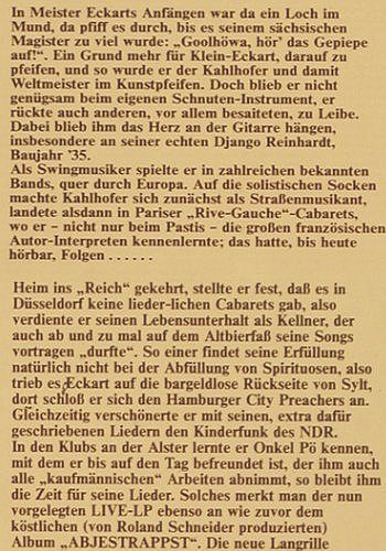 Kahlhofer,Eckart: Poet des sinnvollen Unsinns,Live HH, CBS (80583), D, 1974 Typ: LP Best.-Nr.: V7167 Preis: 5,00 Euro.