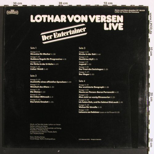 von Versen,Lothar: Der Entertainer - Live, Foc, Intercord(INT 180.026), D, 1976 - 2LP - V7210 - 7,50 Euro