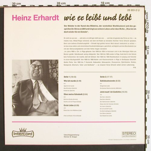 Erhardt,Heinz: Wie er leibt und lebt, Intercord (28 951-2 U), D Typ: LP Best.-Nr.: V7238 Preis: 6,00 Euro.