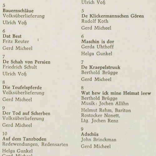 V.A.Plattd&uuml;tsch gistern un h�t: Gerd Michels, Rostocker Nonett.,Foc, Litera(8 65 282/283), DDR,43Tr., 1980 - 2LP - V7275 - 9,00 Euro