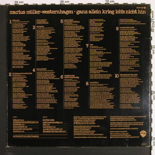 M&uuml;ller-Westernhagen,Marius: Ganz allein Krieg ich's nicht hin, WB(WB 56 381), D, m-/vg+, 1977 - LP - V7316 - 6,00 Euro