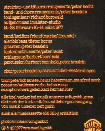 M&uuml;ller-Westernhagen,Marius: Ganz allein Krieg ich's nicht hin, WB(WB 56 381), D, m-/vg+, 1977 - LP - V7316 - 6,00 Euro