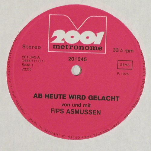 Asmussen,Fips: Ab Heute wird Gelacht, Folge 1, 2001(201.045), D, 1975 - LP - V7334 - 5,00 Euro