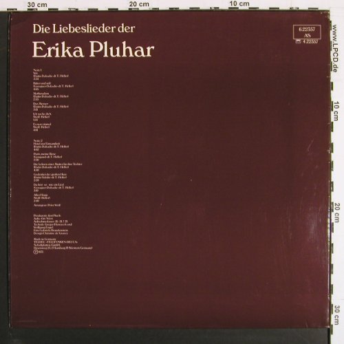 Pluhar,Erika: Die Liebeslieder der, Foc, Telefunken (6.22357 AS), D, 1975 Typ: LP Best.-Nr.: V7355 Preis: 5,00 Euro.