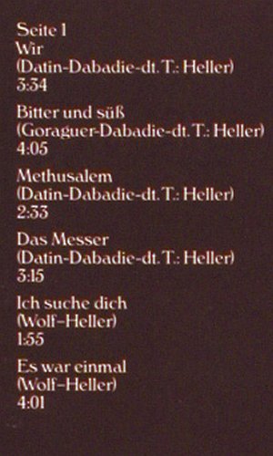 Pluhar,Erika: Die Liebeslieder der, Foc, Telefunken (6.22357 AS), D, 1975 Typ: LP Best.-Nr.: V7355 Preis: 5,00 Euro.