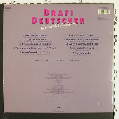 Deutscher,Drafi: Gemischte Gef&uuml;hle, EMI (24 0678 1), D, 1986 Typ: LP Best.-Nr.: V7376 Preis: 5,00 Euro.