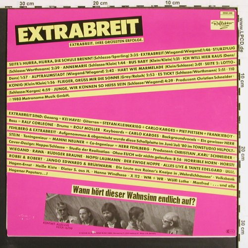 Extrabreit: Ihre Gr&ouml;ssten Erfolge, Reflektor (0060.348), D, 1980 Typ: LP Best.-Nr.: V7378 Preis: 6,00 Euro.