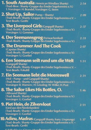 Shanty-Gruppe d. Emder Segelvereins: Flautenkiller20 Vullrigger Shanties, Telefunken (6.24365 AF), D, 1980 Typ: LP Best.-Nr.: V7394 Preis: 6,00 Euro.