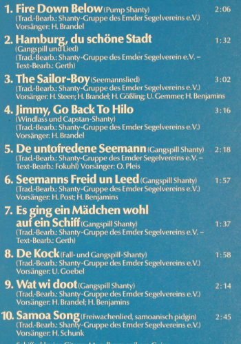 Shanty-Gruppe d. Emder Segelvereins: Flautenkiller20 Vullrigger Shanties, Telefunken (6.24365 AF), D, 1980 Typ: LP Best.-Nr.: V7394 Preis: 6,00 Euro.