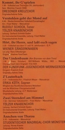V.A.Klingender Hausschatz: deutscher Volkslieder,Foc&sup2;, (Ch&ouml;re), Marcator (32 944 1), D DSC Ed., 1981 Typ: 3LP Best.-Nr.: V7416 Preis: 7,50 Euro.