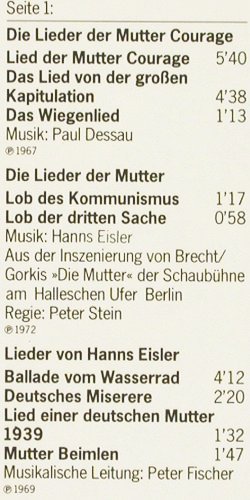 Giehse,Therese: Brecht, D.Gr.Wort (2571 104), D, 1975 Typ: LP Best.-Nr.: V7419 Preis: 6,00 Euro.