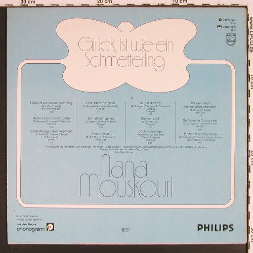 Mouskouri,Nana: Gl&uuml;ck ist wie ein Schmetterling, Philips (9120 240), D, 1977 Typ: LP Best.-Nr.: V7959 Preis: 4,00 Euro.