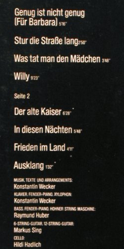 Wecker,Konstantin: Genug ist nicht Genug, Polydor (2371 808), D, 1977 Typ: LP Best.-Nr.: Y251 Preis: 6,00 Euro.