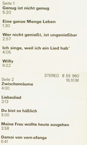 Wecker,Konstantin: Genug ist nicht Genug, Amiga (8 55 960), DDR, 1982 Typ: LP Best.-Nr.: Y791 Preis: 6,00 Euro.