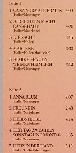 Haller,Hanne: Ganz Normale Frau'n, Metronome (831072-1), D, 1986 Typ: LP Best.-Nr.: Y844 Preis: 6,00 Euro.