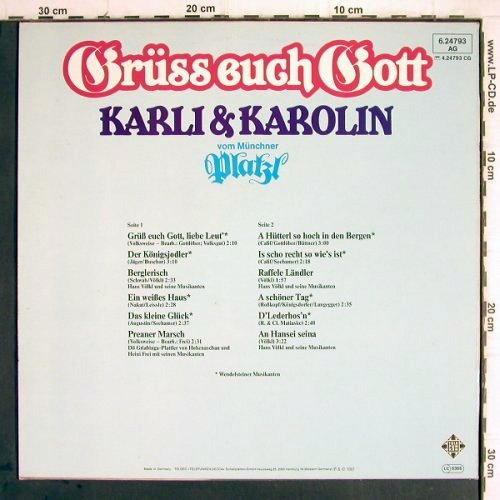 Karli & Karolin: Gr&uuml;ss Euch Gott (Wendelsteiner M.), Telefunken(6.24793 AG), D, 1981 - LP - Y9743 - 5,00 Euro