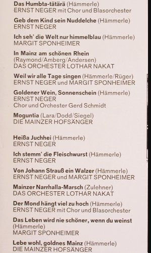 V.A.Stimmung frei Haus: Ernst Neger, Margit Sponheimer..., Baccarola (76 263 ZU), D, 1967 Typ: LP Best.-Nr.: V2635 Preis: 7,50 Euro