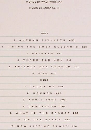 Kerr,Anita: In the Souls, words by Walt Whitman, GAIA Records (13-9004-1), UK, 1988 Typ: LP Best.-Nr.: V2673 Preis: 7,50 Euro