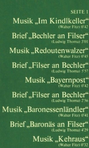 Filser Briefe 2 - Ludwig Thoma: Schmidt-Wildy, V.Fitz,K.Tischlinger, Polydor (2371 482), D, 1974 Typ: LP Best.-Nr.: V2703 Preis: 7,50 Euro