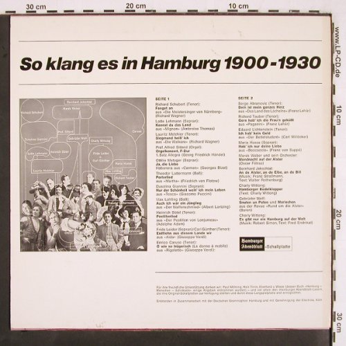 V.A.So klang es in Hamburg 1900-30: R.Schubert,Caruso... Charly Wittong, Hamburger Abendblatt (629945), D, Mono Typ: LP Best.-Nr.: V2741 Preis: 7,50 Euro