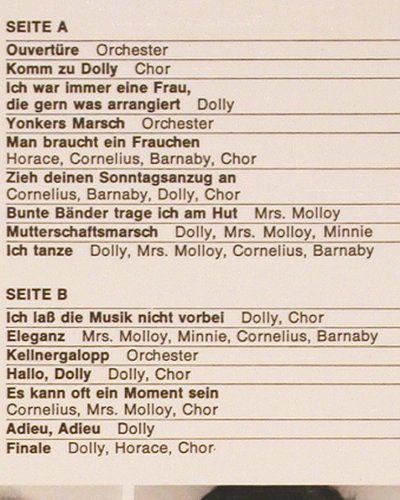 Hallo,Dolly!: Deutsche Orignal Aufnahme, CBS Stern Musik (S 70031), D, 1966 Typ: LP Best.-Nr.: V2899 Preis: 12,50 Euro