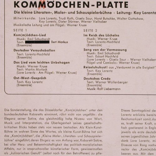 Kommödchen Platte: Die kleine Literaten, Kay Lorenz, Telefunken (LA 6233), D,VG-/VG- Typ: 10" Best.-Nr.: V2941 Preis: 9,00 Euro