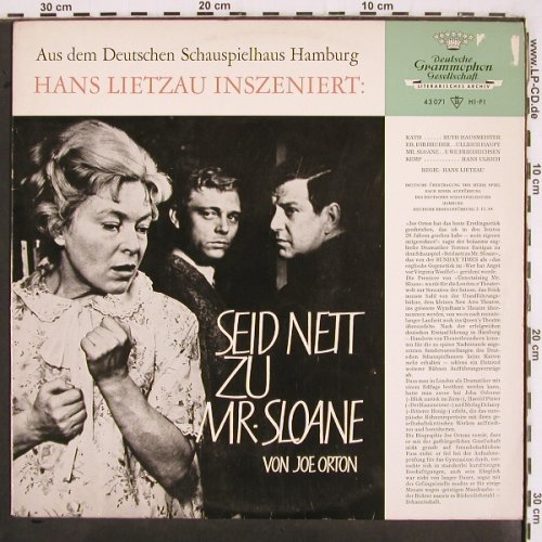 Seid nett zu Mr.Sloane: Hans Lietzau Inszeniert, Joe Orton, D.Gr. (43 071), D, m-/vg+, 1965 Typ: LP Best.-Nr.: V2945 Preis: 9,00 Euro