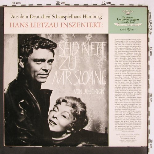 Seid nett zu Mr.Sloane: Hans Lietzau Inszeniert, Joe Orton, D.Gr. (43 071), D, m-/vg+, 1965 Typ: LP Best.-Nr.: V2945 Preis: 9,00 Euro