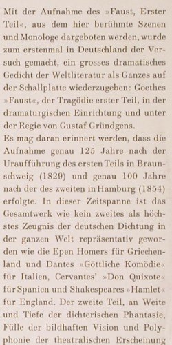 Goethe,J.W.von: Der Tragödie erster Teil, D.Gr. Literatur (414 003), D, Mono Typ: LP Best.-Nr.: V4363 Preis: 9,00 Euro