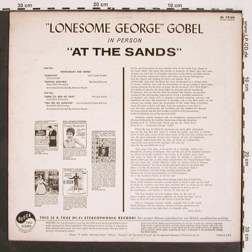 Gobel,George - Lonesome: In Person "At The Sands", Decca (DL 74163), US Typ: LP Best.-Nr.: V5238 Preis: 6,00 Euro