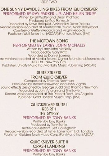 Quicksilver: Orig.Soundtrack, R.Daltey..T.Banks, Atlantic(781 631-1), D, 1986 - LP - V5243 - 5,00 Euro