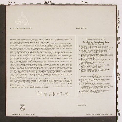 Zum Schutze der Juden: Serie Pio XII, Discorsi dei Papi, Philips, spoken in germ. (G 640.201 AL), Mono,Foc, 1964 Typ: LP Best.-Nr.: V5454 Preis: 9,00 Euro