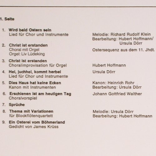 Ostern...: Lieder und Gedichte zur Osterzeit, Life Rec. Paeda-phon (St-299 7609), D Typ: LP Best.-Nr.: V5599 Preis: 7,50 Euro