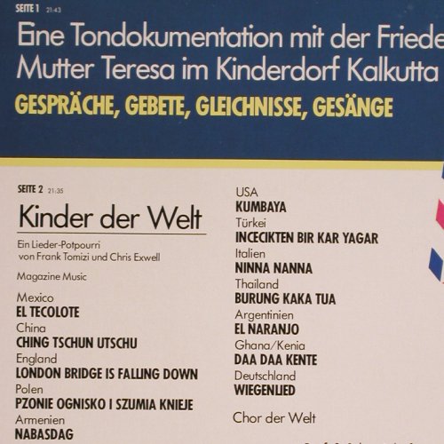 Mutter Teresa - Tondokumentation: ..und die 20 schönsten Kinderlieder, Marifon (47 948 XAU), D, 1980 Typ: LP Best.-Nr.: V5608 Preis: 6,00 Euro