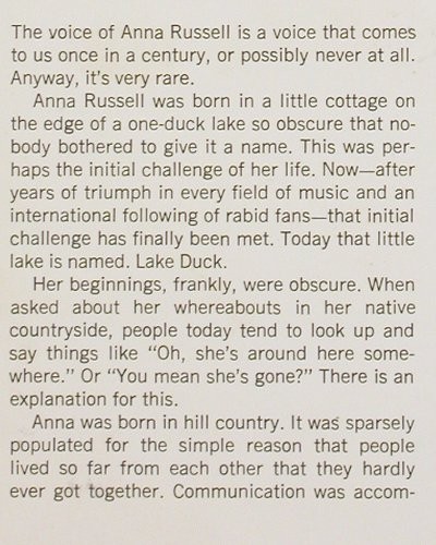 Russell,Anna: The Anna Russell Album ?, comedy, Columbia(MG 31199), US, Foc, 1972 - 2LP - V5636 - 5,00 Euro