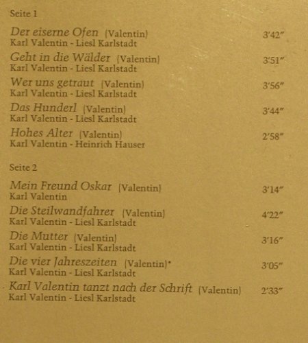 Valentin,Karl: Das Gr.Erinnerungs-Album 2.Folge, Telefunken (TS 3170/1-2), D Foc, 1972 Typ: 2LP Best.-Nr.: V5762 Preis: 7,50 Euro
