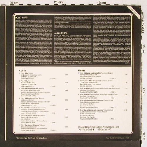 Haas,Dolly & Anny Ondra: in Original-Filmaufnahmen,(1931-37), Discophilia (DIS 265), D, 1979 Typ: LP Best.-Nr.: V5771 Preis: 12,50 Euro