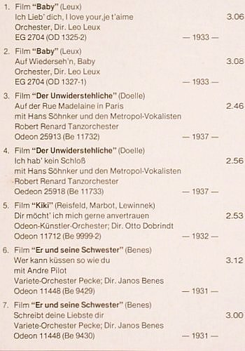 Haas,Dolly & Anny Ondra: in Original-Filmaufnahmen,(1931-37), Discophilia (DIS 265), D, 1979 Typ: LP Best.-Nr.: V5771 Preis: 12,50 Euro