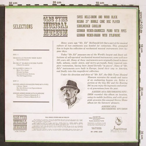Old Tyme Musical Museum: Orlando,Florida  Select.from, Americana (AR LPMS 2050), US, 1970 Typ: LP Best.-Nr.: V6025 Preis: 7,50 Euro