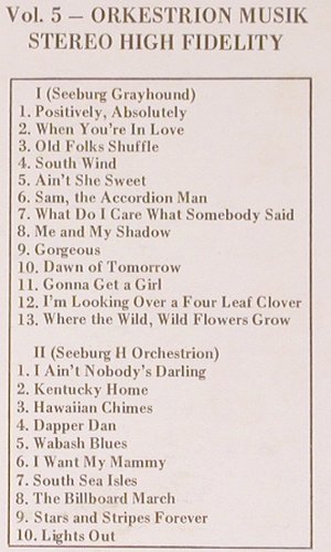 V.A.Mekanisk Musik Museum Vol.5: Copenhagen, Orkestrion. Seeburg H.., Concert Records (CR-M135), US Typ: LP Best.-Nr.: V6026 Preis: 9,00 Euro