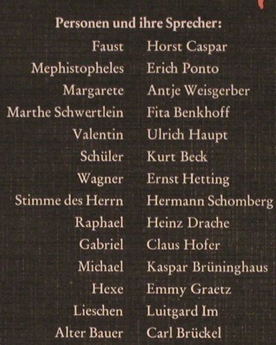 Faust - Goethe: Der Tragödie erster Teil, Box, Eurodisc Club-Sonderaufl (S 63 358), D, m /vg+ Typ: 3LP Best.-Nr.: V6175 Preis: 9,00 Euro