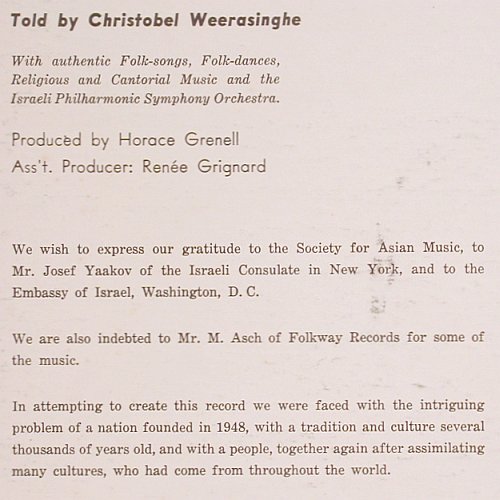 Israel - Its Music and its People: told by Christobel Weerasinghe, Desto (D-503), US, Mono Typ: LP Best.-Nr.: V6181 Preis: 9,00 Euro